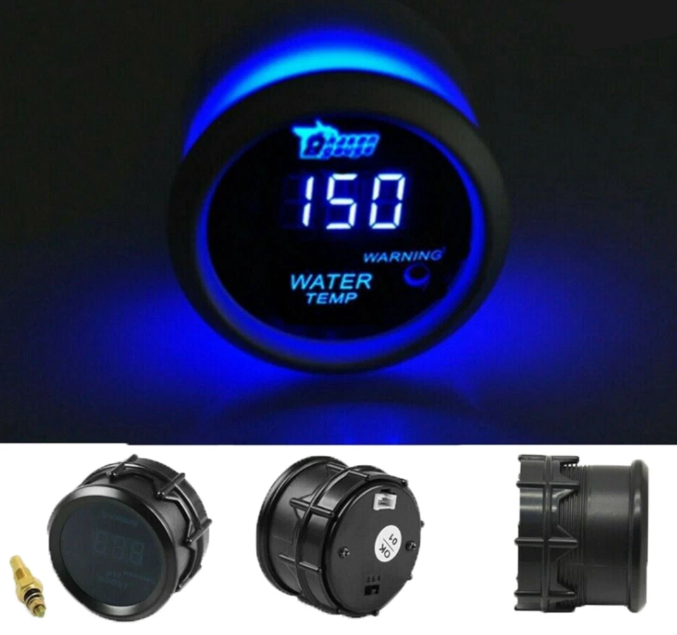 2" 52mm Blue Digital LED Water Temp Temperature Gauge With Temp Sensor Car Boat - Image 1 of 4