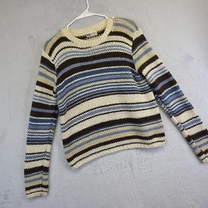 Vintage Faded Glory Sweater Womens L/XL Striped Chunky Coastal Cottagecore Y2K - Picture 1 of 16