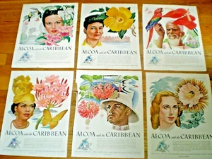 6 BORIS ARTZYBASHEEF ILLUSTRIERTE ANZEIGEN ~ ALCOA DAMPFSCHIFF ~ DIE KARIBIK ~ 1948 - Bild 1 von 7