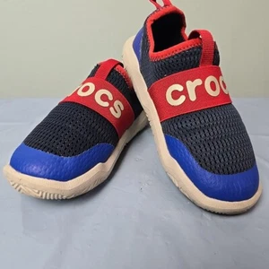 Crocs SwiftWater Easy On Red White Blue Kids Water Shoes 11C 204022 - Picture 1 of 9