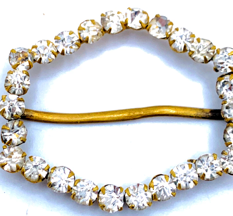 De colección Antiguo Art Deco Diamantes de Imitación Cinturón Hebilla Faja Diapositiva "Hecho en Checoslovaquia" Foto 1 de 4