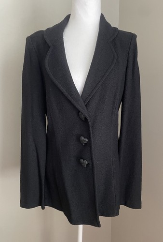 VALENTINO Blazer nero ST. JOHN 10 maglia cuore bottoni aderente giacca filo lucido sera