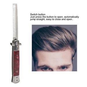 Switchblade Comb Men Automatic Push Button Foldable Pocket Oil Hair Comb (redshe - Picture 1 of 22