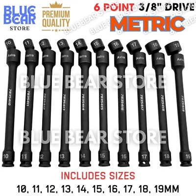 Heavy Duty 3/8" Drive Swivel Extension Socket Set Metric Impact 6 Point Pinless - Image 1 of 4