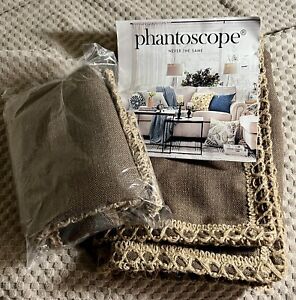 Phantoscope Pack of 2 Farmhouse Coffee Throw Pillow Covers Burlap Trim 24 Inch