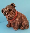 Vintage Syroco Molded Wood Pulp Bulldog with Glass Eyes & Painted Collar 