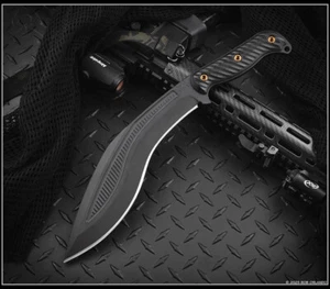 RMJ Tactical Kukri Graphite Cerakote 80CRV2 Blade Black G-10 - Sheath - Picture 1 of 3