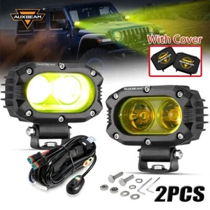 AUXBEAM 2Pcs 4" LED Pods Driving Light Work Light Flood Amber Car SUV Truck Boat - Picture 1 of 12