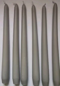 Graue Spitzkerzen / Tafelkerzen, 6er Pack, unparfümiert - Bild 1 von 2