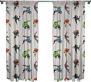 Marvel Comics Grey Readymade Curtains 66" Wide x 72" Drop Matches Bedding - Picture 1 of 1