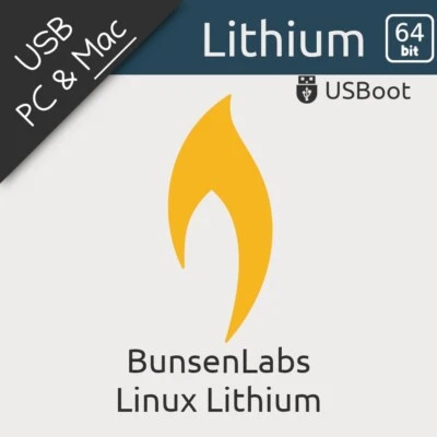 CLÉ USB LINUX LITHIUM [ BASE DEBIAN ] 64BIT BOOTABLE DRIVE LIVE & INSTALL - Photo 1/4