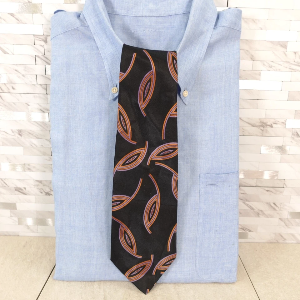 Traje Vestido Corbata Para Hombre Negro Tinta Arte Abstracto Corbata Seda Oscuro MARIO ARMANI Italia Foto 1 de 4