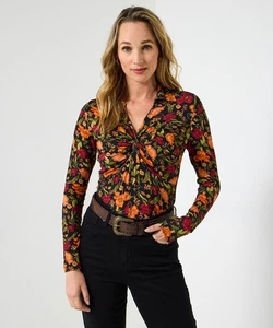 Joe Browns Women's Floral Twist-Front Collared Jersey Top - Picture 1 of 37