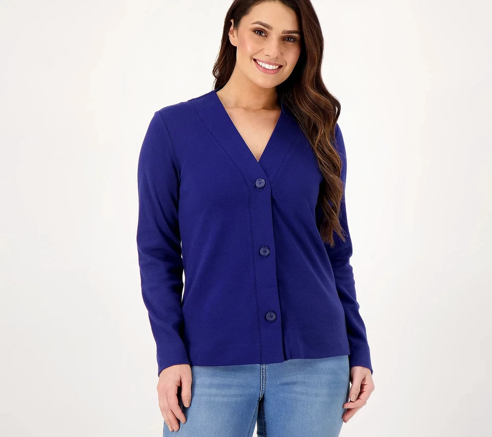 Isaac Mizrahi Live! Cárdigan Essentials Botón Delantero-Azul Marino Real-4X A575203 NUEVO Foto 1 de 1