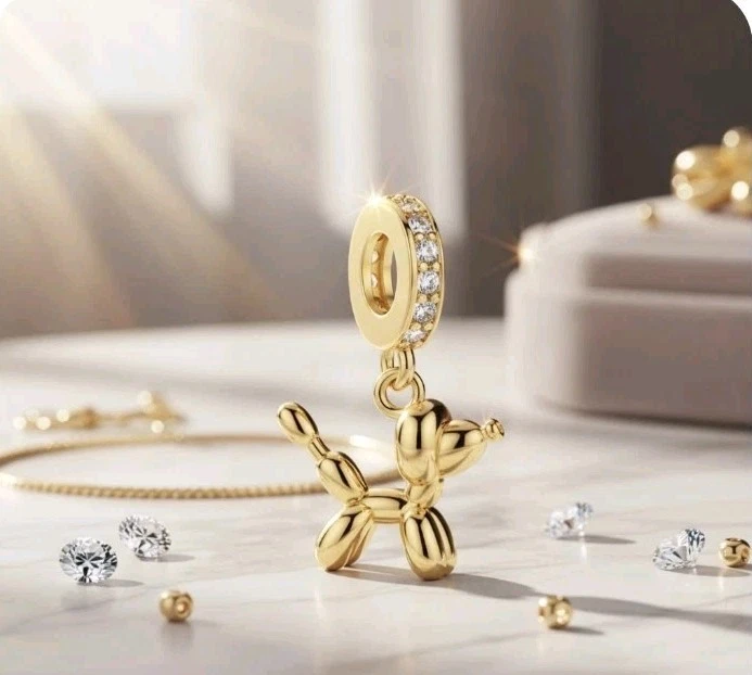 Charms Ballonhund Charm Dog balloon 925 Silber & Zirkonia  Passt für Armbänder  - Bild 1 von 2