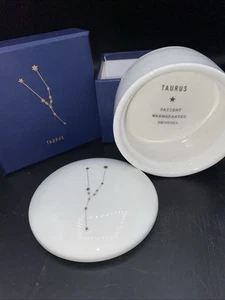 Fringe Studio Taurus Zodiac Constellation 2-Piece Ceramic Round Trinket Box New - Picture 1 of 7