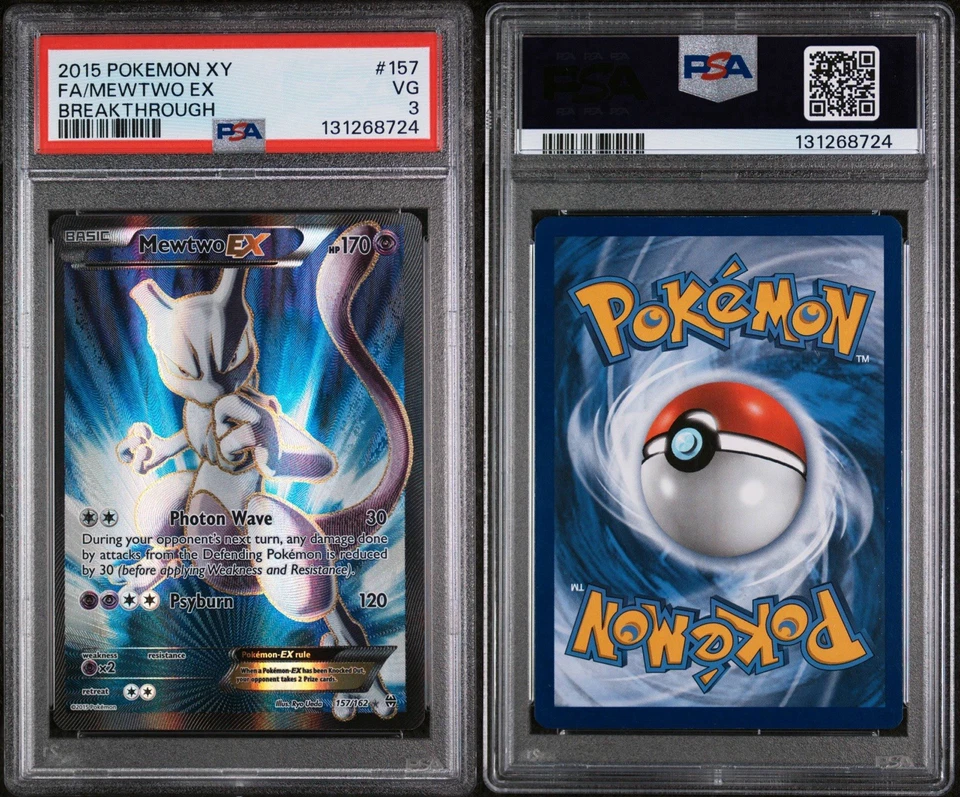 2015 POKEMON XY BREAKTHROUGH MEWTWO EX #157 FULL ART PSA 3 - Image 1 of 1