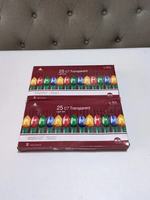 2 Sets Enchanted Forest 25 Multicolor C7 Transparent Brand  Christmas Lights Nib - Image 1 of 4