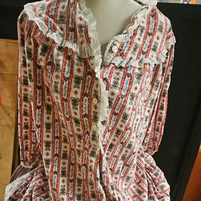 Lanz of Salzburg Nightgown Flannel Teddy Bear Lace vintage 80’s 1980’s READ - Image 1 of 4