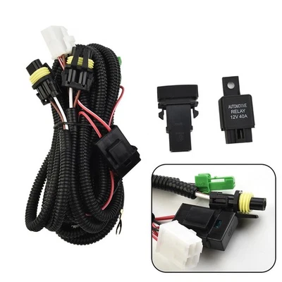 Car H11 Fog Light Wiring Harness Socket With LED Indicator Switch Replacement - Image 1 of 4