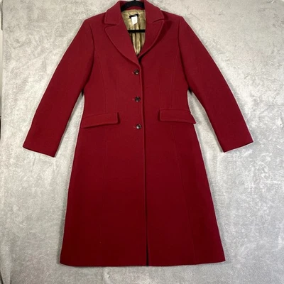 J Crew Jacket Womens 10 Red Regent Coat Wool Trench Long Topcoat Fall VTG - Image 1 of 4