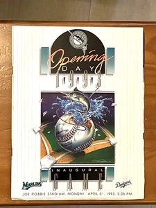 1993 Florida Marlins Eröffnungsspiel Eröffnungstag Baseball-Programm + Charlie Hough - Bild 1 von 6
