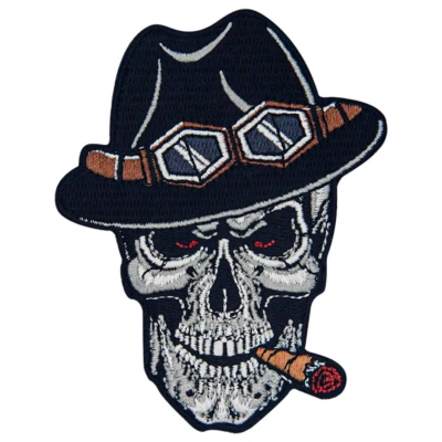 Embroidered Iron Sew On Patches clothes jeans patch applique Skull Smoker - Image 1 of 4