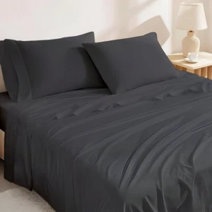 Deluxe Finish RV King 72x80 4Piece Egyptian Cotton Sheet Set, Dark Grey, 15" Fit - Picture 1 of 8
