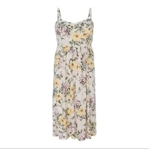 Torrid Ivory Yellow Floral Flowy Comfy Challis Skater Midi Summer Sundress 4X - Picture 1 of 10