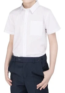 2 Pack Boys Short Sleeve School Shirt School Uniform Pocket Regular Fit Size new - Bild 1 von 2