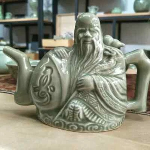 7.1" Chinese Antique Ceramic Green Tea Kettle Pot Assassins Teapot Handmade - Picture 1 of 9