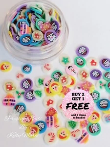 Christmas polymer clay slices, resin inserts, crafts, embellishments, 3ml pot - Picture 1 of 2