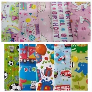 10 HOJAS DE PAPEL DE ENVOLTURA GRUESO BRILLANTE SURTIDO PARA NIÑOS Y NIÑAS CUMPLEAÑOS - Imagen 1 de 1