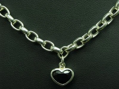 925 Argento Sterling Catena & Cuore Ciondolo Con Topazio Ricoperto/32,4g/43cm - Immagine 1 di 3