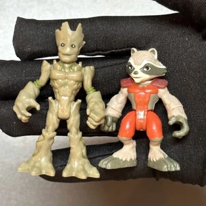 NEW RARE Playskool Heroes Marvel Super Hero Adventures Groot and Rocket Raccoon - Picture 1 of 4