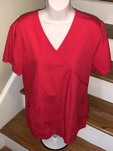 SB Scrubs Bright Fire Engine Cherry Red Scrubs Top Shirt Womens Size M 💗195 - Picture 1 of 4