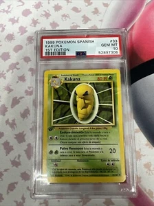 PSA 10 Gem Mint 1st Edition Kakuna 1999 Pokemon Base Set SPANISH #33 - Picture 1 of 2