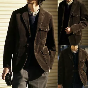 Brown Men Corduroy Blazer Luxury Casual Prom Party Groom Tuxedo Suit Jacket - Picture 1 of 8