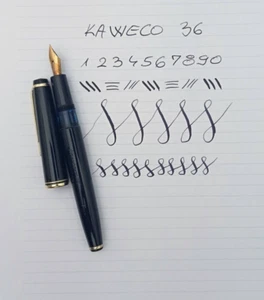 KAWECO 36 Black Piston Fountain Pen 14K F Flex Gold Nib VTG 60s RARE Collectible - Bild 1 von 12