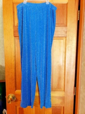 Pantalones elásticos metálicos azules dulces Maggie Plus para mujer talla: 1X ¡Cómodos!  Foto 1 de 4