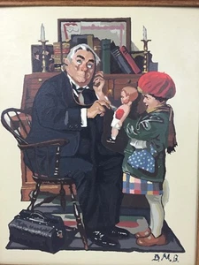 Dipinto dal numero Pbn Norman Rockwell Doctor e la bambola incorniciata - Foto 1 di 12