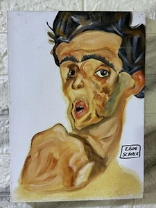 EGON SCHIELE painting oil on canvas signed and stamped - Picture 1 of 5