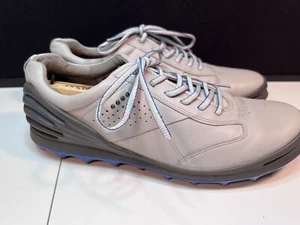ECCO Men's Gray Blue Leather Cage Pro Golf Sneaker Shoe Lace Up Size 45 US 11 - Picture 1 of 7