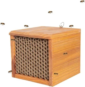 Mason Bee House Wax Coated Bee Hive,Carpenter Bee House for the Garden, Solitary - Picture 1 of 5