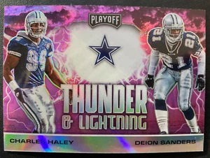 2020 Playoff Thunder & Lightning Pink Prizm CHARLES HALEY DEION SANDERS #TL-17 - Picture 1 of 1