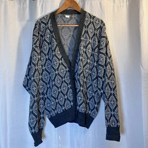JT Beckett Vtg Grandpa Sweater Size XL Italian Print Oversized Cardigan Academia - Picture 1 of 6