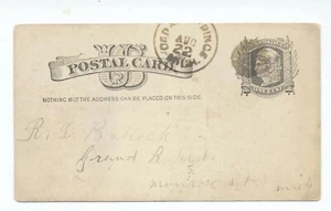 US 1882 Postal Stationery Card #UX7 Cedar Springs, Kent Co. Michigan - Picture 1 of 2