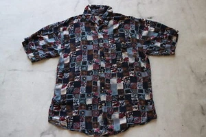 VTG Montage Pour Homme Short Sleeve Shirt Mens L Abstract Button Up - Picture 1 of 2