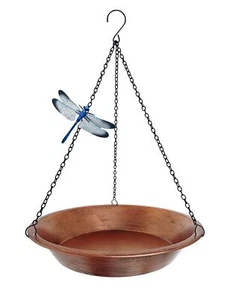 17" Hanging Bird Bath Glass Bird Feeder for Outdoor Garden Yard Patio Backyard - Picture 1 of 6