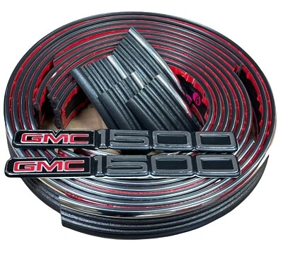 88-98 OBS GMC Sierra moldura lateral precortada cabina simple con emblema 1500 de 2 piezas Foto 1 de 2